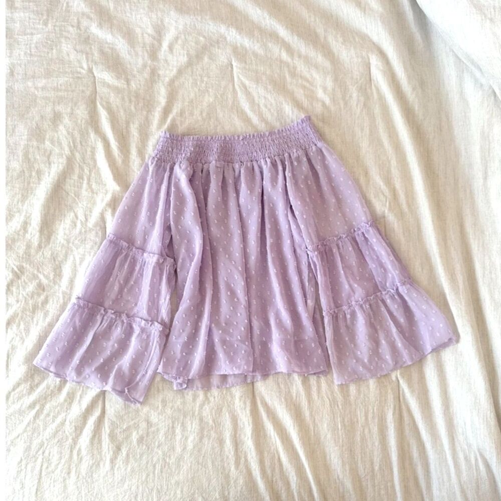 Vici Lavender Swiss Dot Off The Shoulder Top